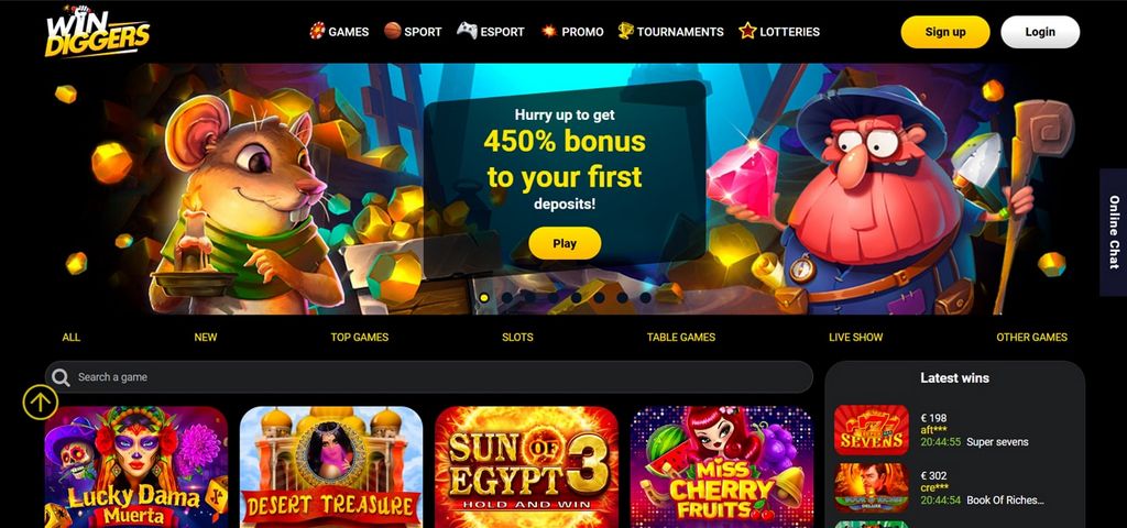 Win Diggers Online Casino Sportsbook
